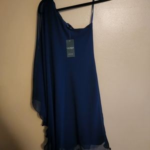 Ralph Lauren one shoulder navy blue evening dress, size 2